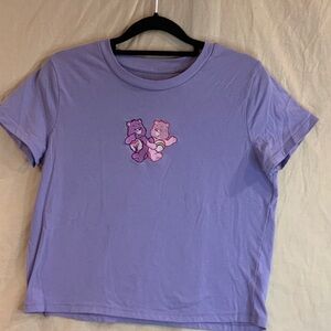Care Bears Lavender Crop Top with Pink & Purple Bear Embroidered